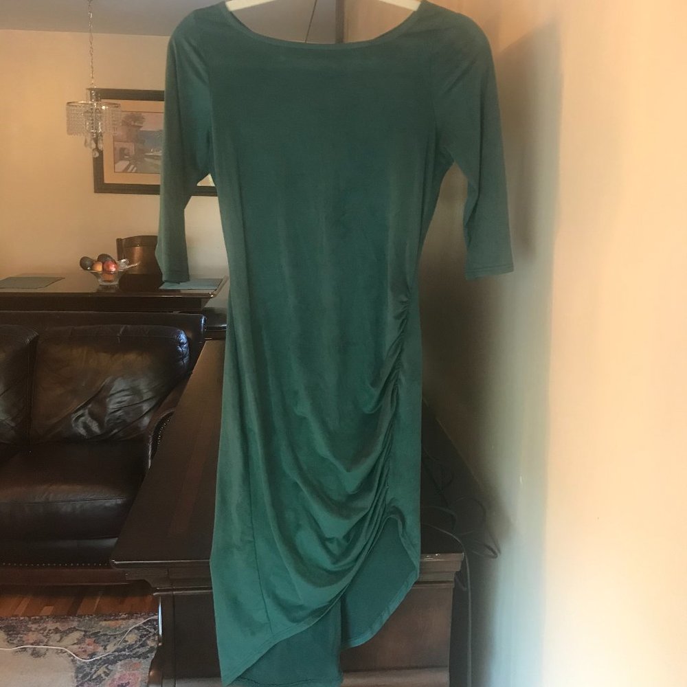 Windsor Green Velvet Asymmetrical Dress